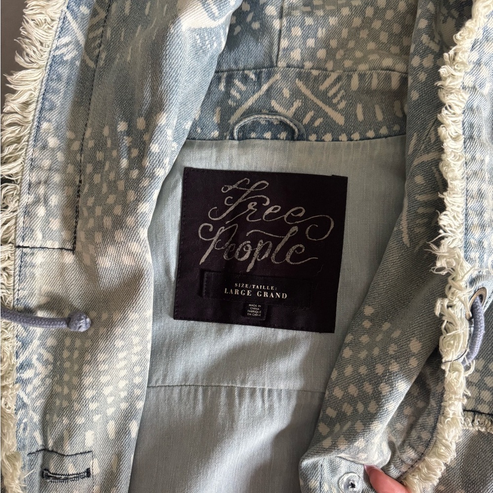 Free People Gray Patterned Utility Jacket